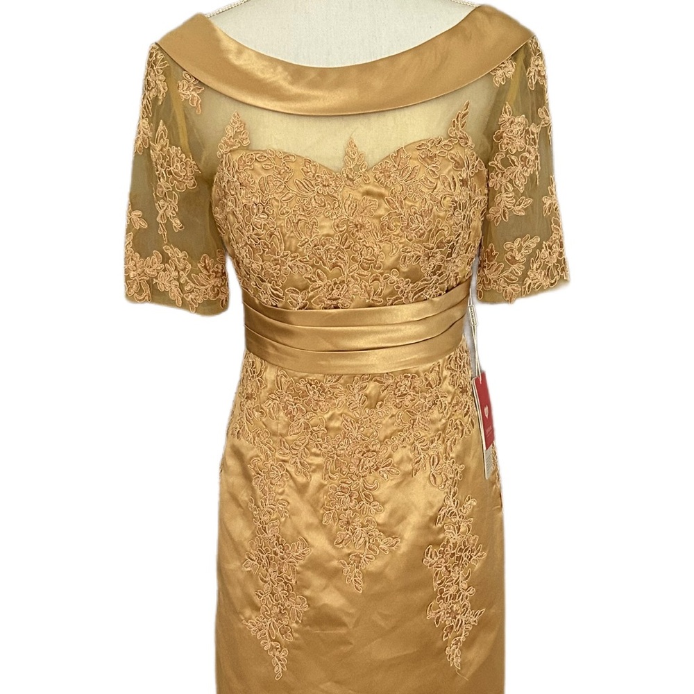 JJ’s House Gold Lace Dress | Size 8 | Elegant Cocktail Style (NWT)
